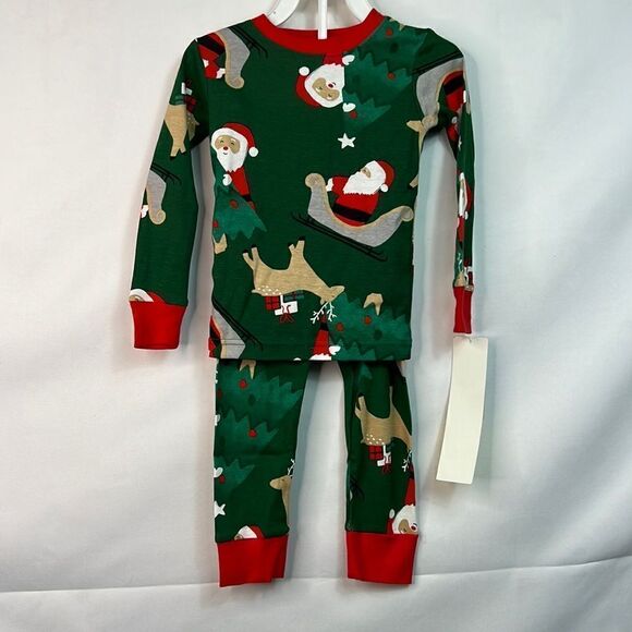 Carter’s Green and Red Tan Santa 2-piece pajamas Size 2T NWT - Picture 1 of 11